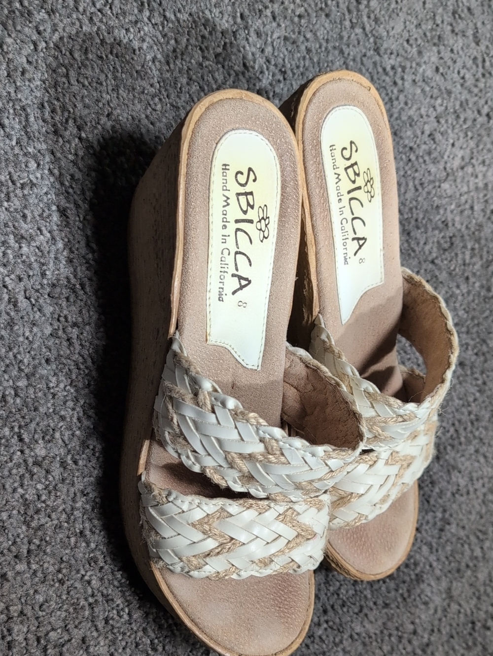 SBICCA. White Braided Slide Wedge Sandals